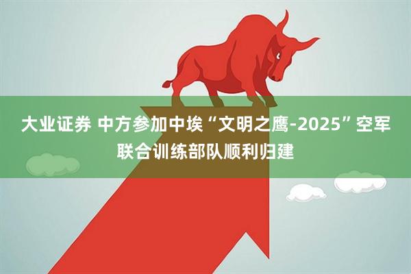 大业证券 中方参加中埃“文明之鹰-2025”空军联合训练部队顺利归建