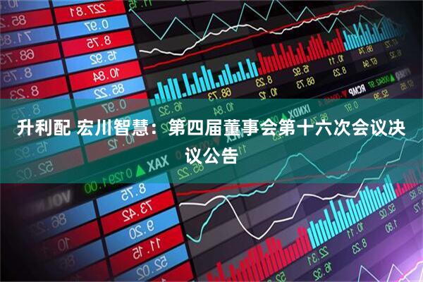 升利配 宏川智慧：第四届董事会第十六次会议决议公告