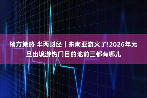 杨方策略 半两财经｜东南亚游火了!2026年元旦出境游热门目的地前三都有哪儿
