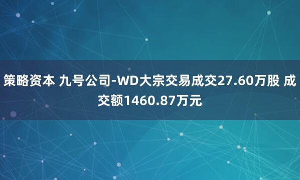 策略资本 九号公司-WD大宗交易成交27.60万股 成交额1460.87万元