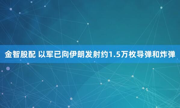 金智股配 以军已向伊朗发射约1.5万枚导弹和炸弹