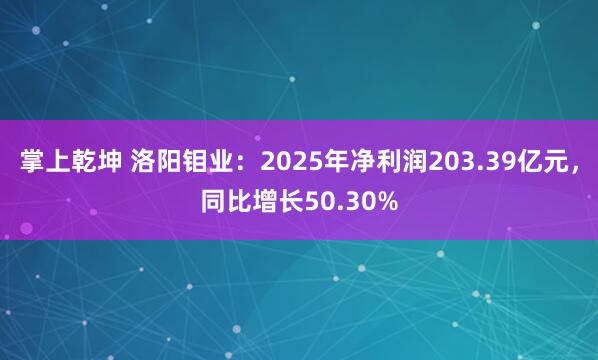 掌上乾坤 洛阳钼业：2025年净利润203.39亿元，同比增长50.30%